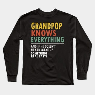 Mens Grandpop Knows Everything Father's Day Grandpop Long Sleeve T-Shirt